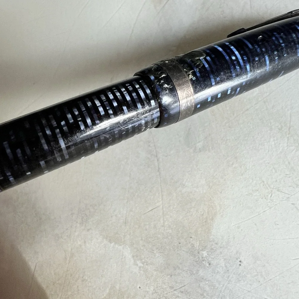 Parker Vacumatic Blue Pearl Major Blue Diamond Fountain Pen 14K Gold Nib Working